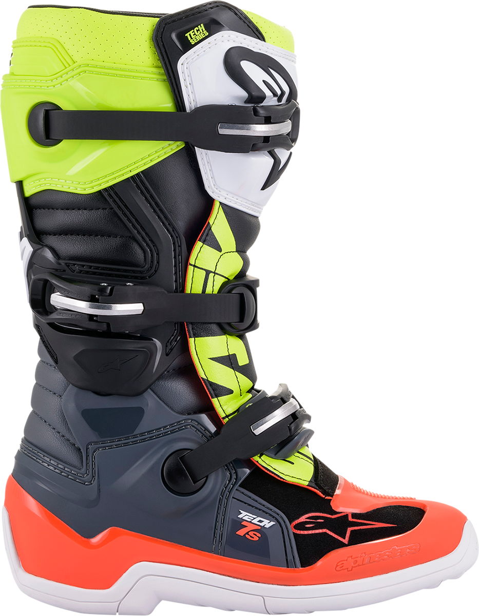 ALPINESTARS Tech 7S Boots - Black/Gray/Red/White/Yellow - US 8 2015017-9058-8