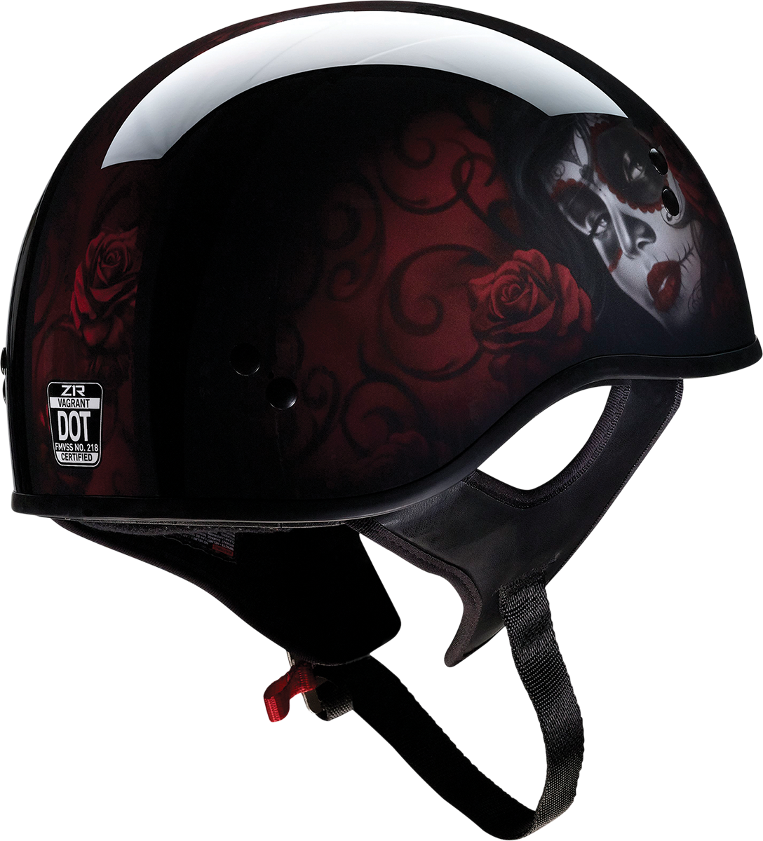 Z1R Vagrant Helmet - Red Catrina - Black/Red - Medium 0103-1315