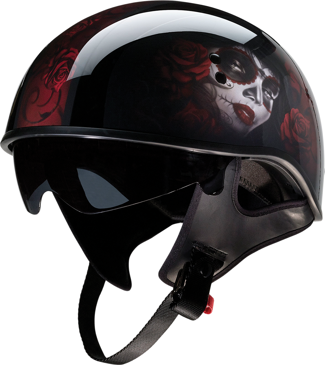 Z1R Vagrant Helmet - Red Catrina - Black/Red - Medium 0103-1315