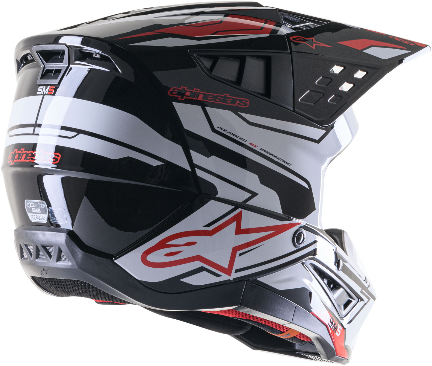 S M5 Action 2 Helmet Blk/Wht/Brt Rd Glossy Xs