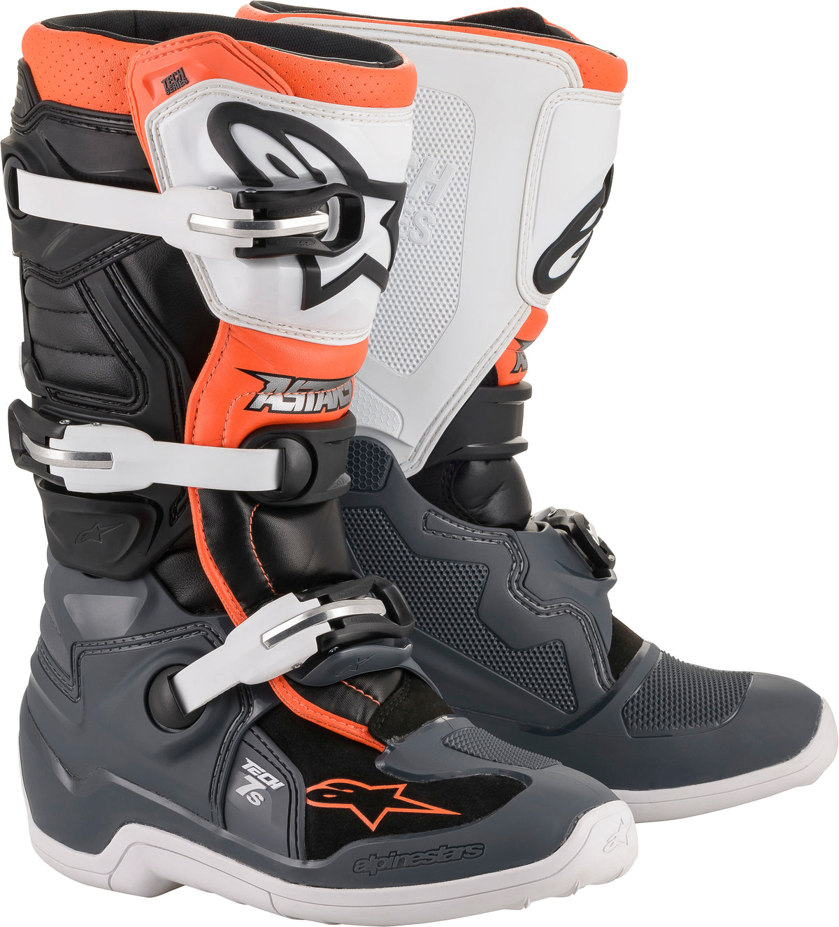 Tech 7s Boots Blk/Gry/Wht/Fluo Org Sz 06