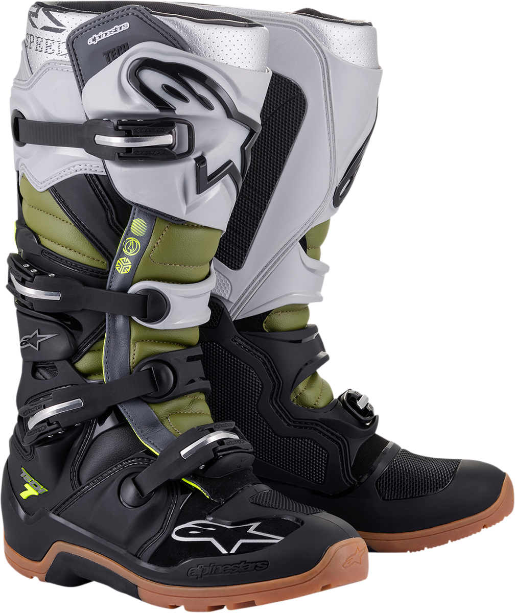 ALPINESTARS Tech 7 Boots - Black/Silver/Green - US 10 2012114-1916-10