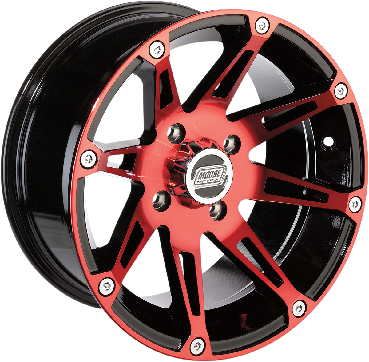 MOOSE UTILITY Wheel - 387X - Front - Anodized Red/Black - 14x7 - 4/136 - 4+3 387MO147136BWR4