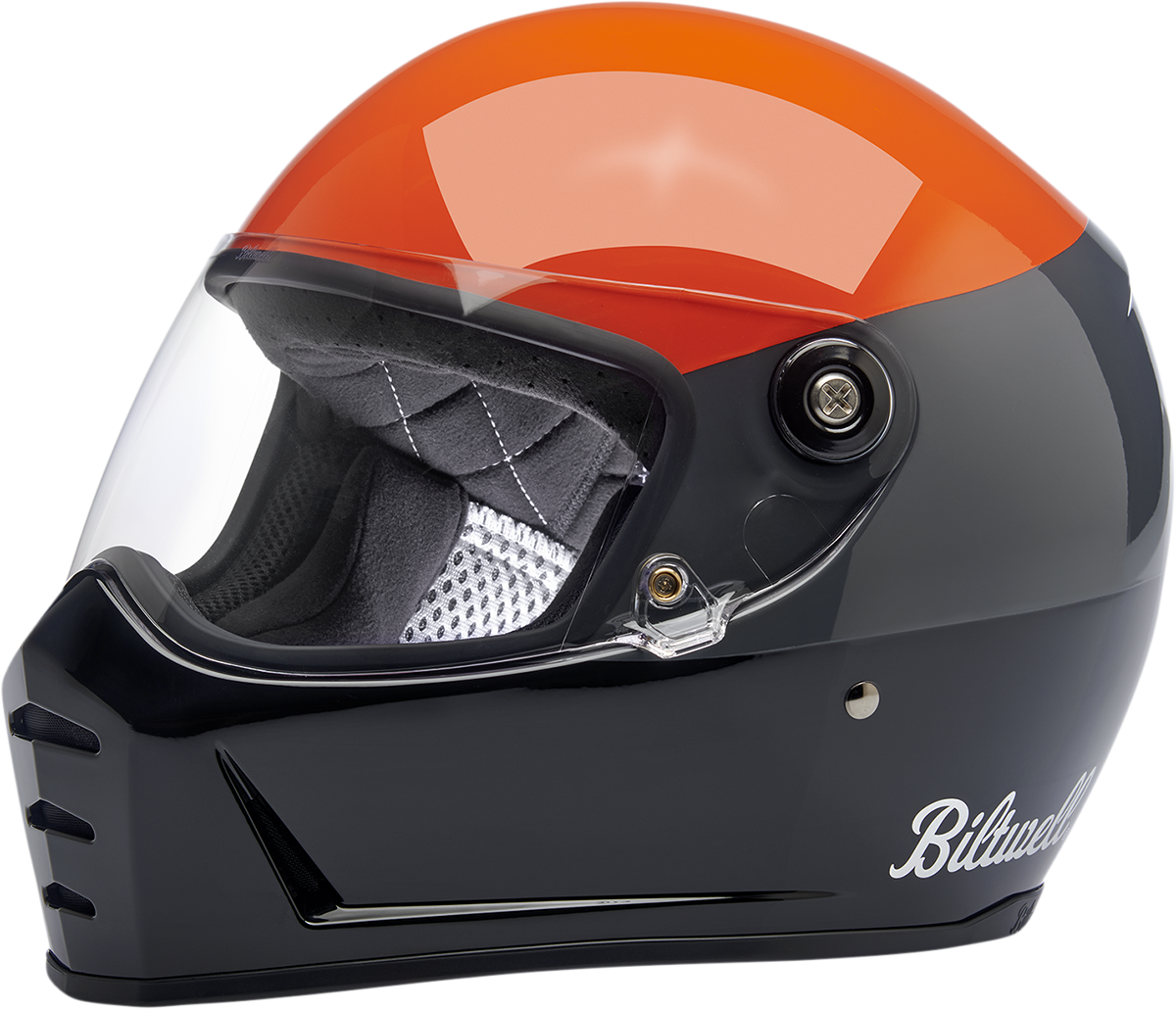 BILTWELL Lane Splitter Helmet - Gloss Podium Orange/Gray/Black - Large 1004-550-104