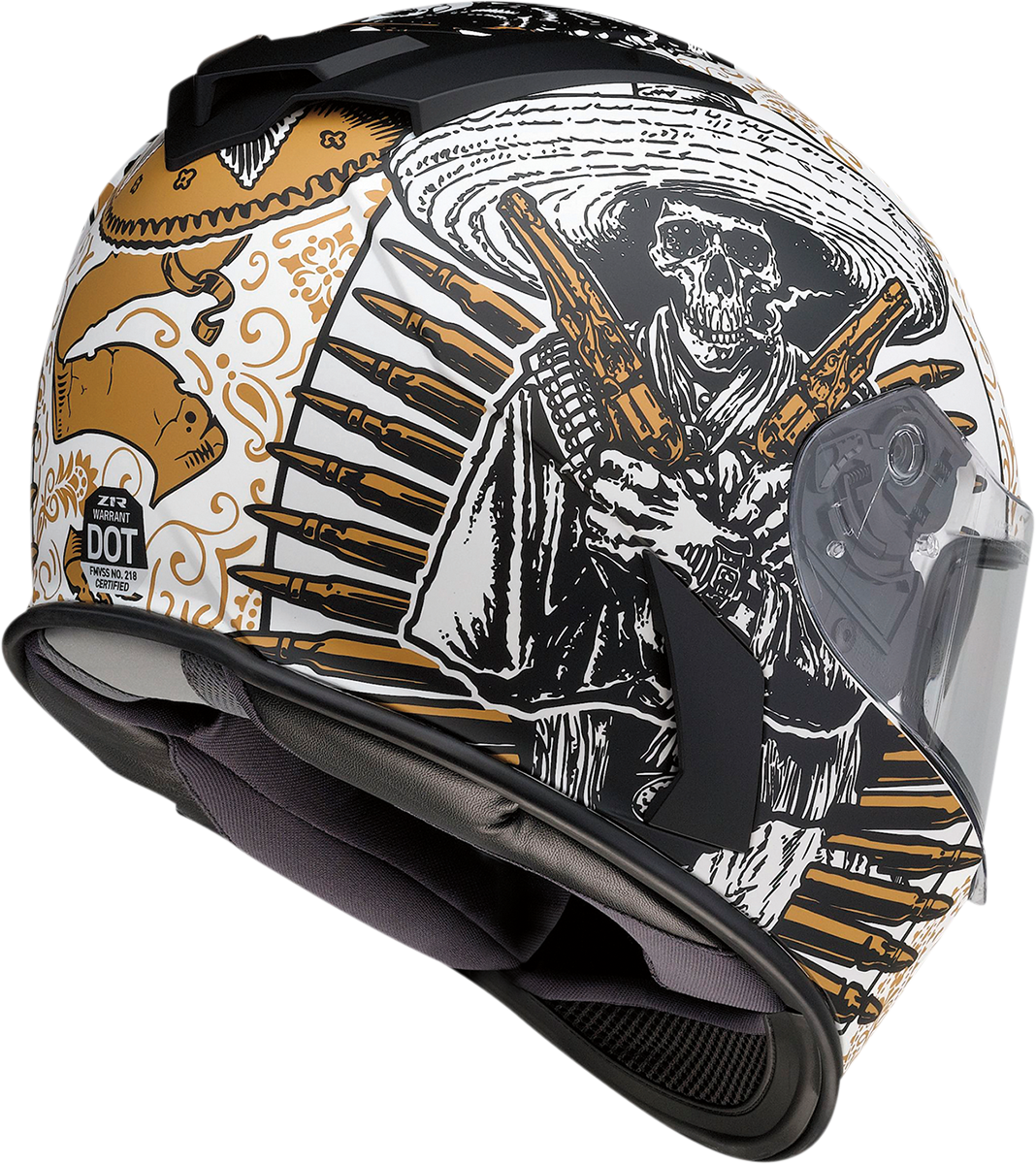 Z1R Warrant Helmet - Sombrero - White/Gold - XS 0101-14164