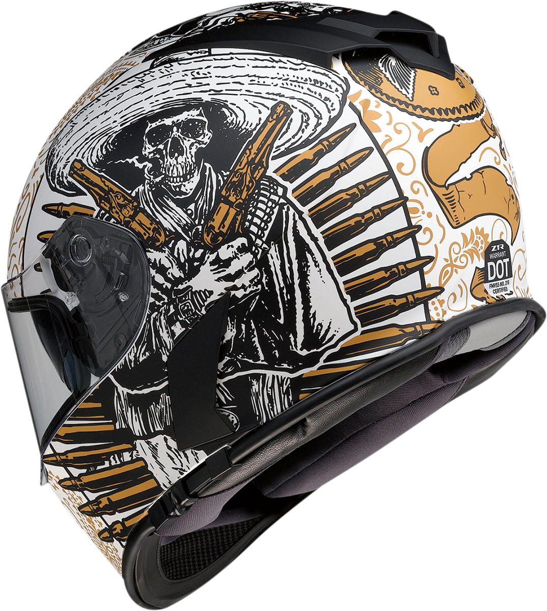 Z1R Warrant Helmet - Sombrero - White/Gold - Medium 0101-14166