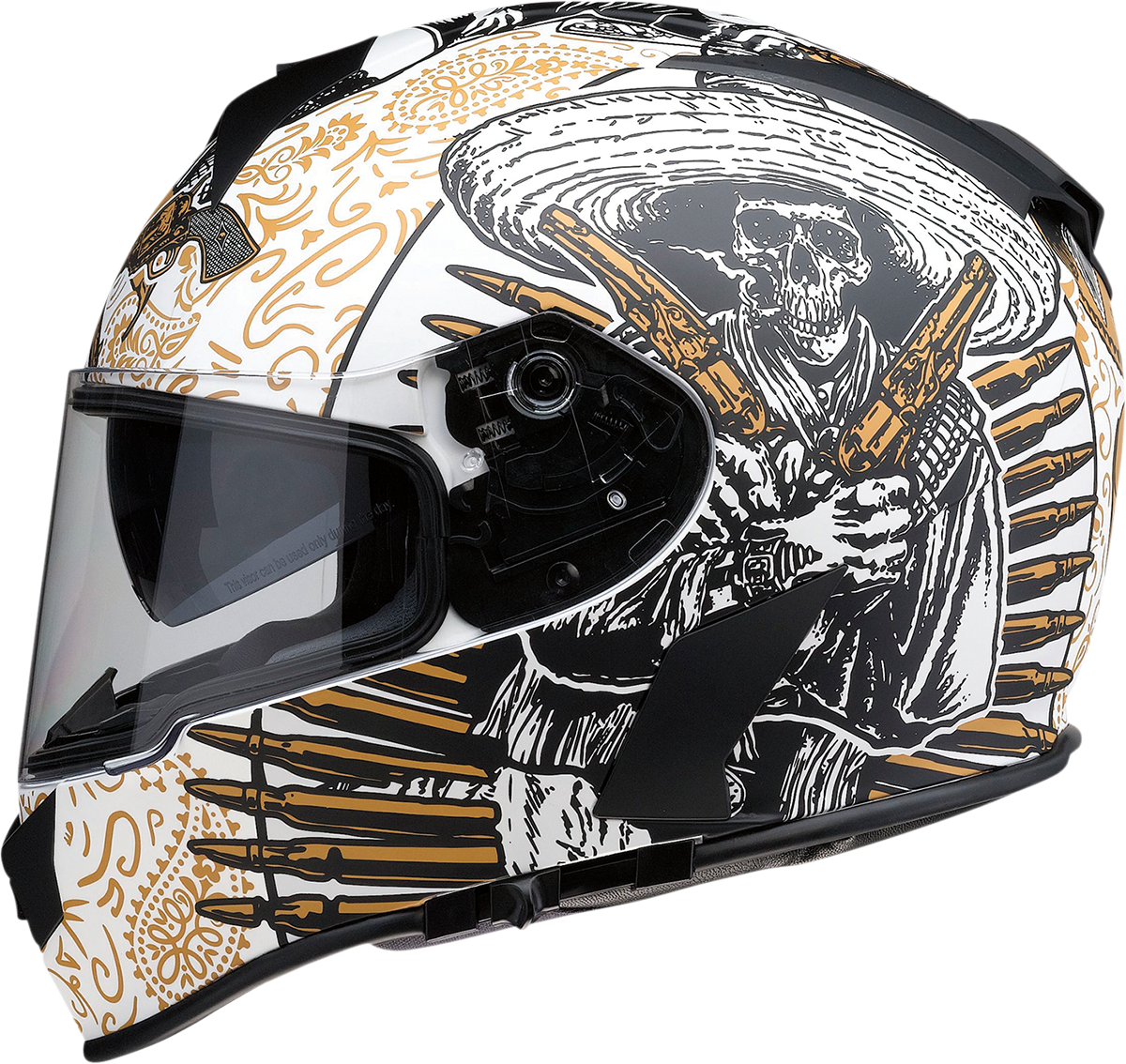 Z1R Warrant Helmet - Sombrero - White/Gold - Medium 0101-14166