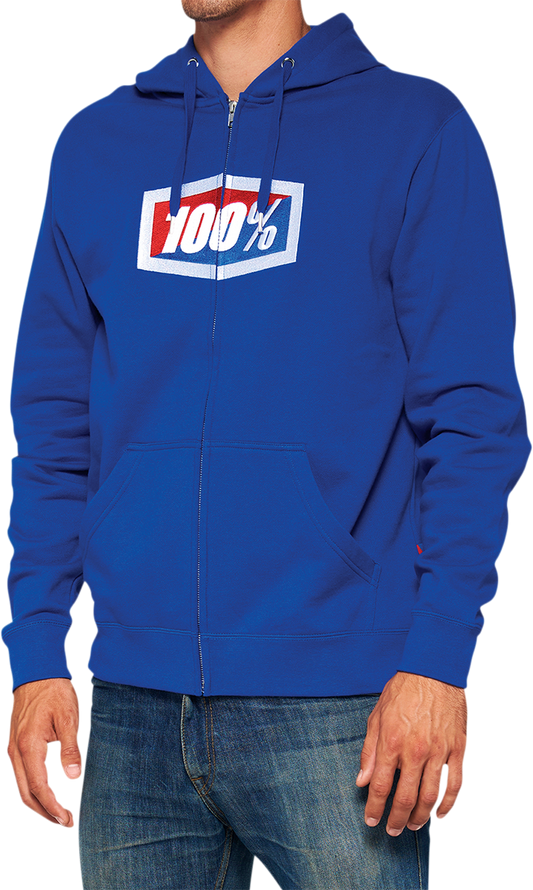 100% Official Fleece Zip-Up Hoodie - Royal - XL 20032-00023