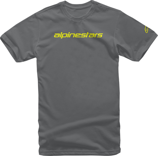ALPINESTARS Linear Wordmark T-Shirt - Charcoal/Fluorescent Yellow - XL 1212720201852XL