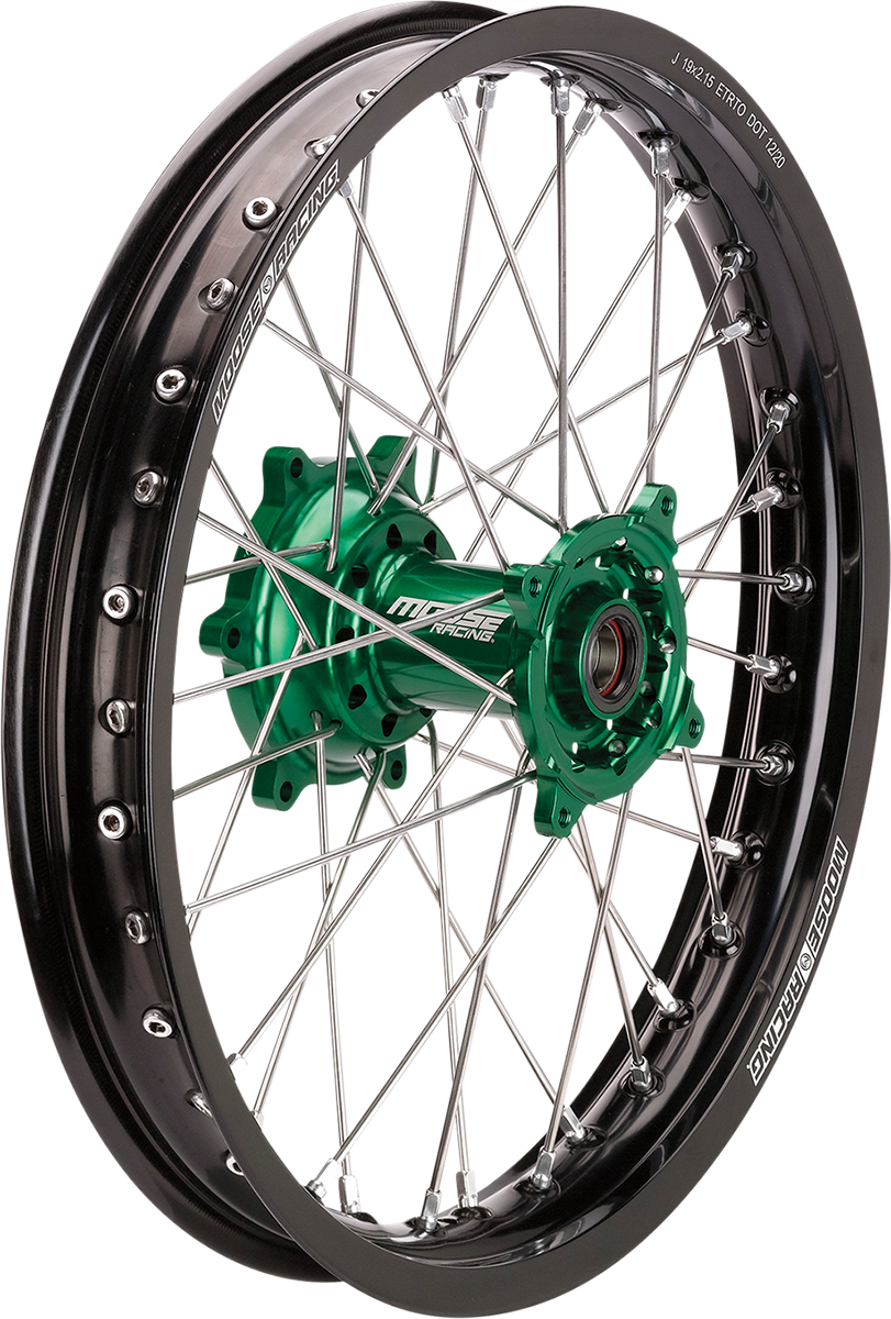 MOOSE RACING SX-1 Complete Wheel - Rear - Black Wheel/Green Hub - 19"x2.15" - Kawasaki KR-21519-BKGN