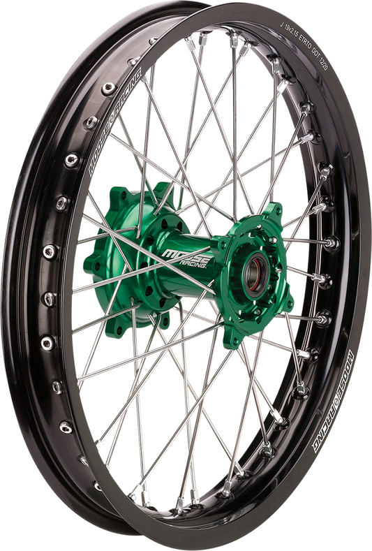 MOOSE RACING SX-1 Complete Wheel - Rear - Black Wheel/Green Hub - 19"x2.15" - Kawasaki KR-21519-BKGN