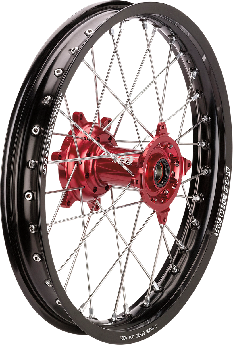 MOOSE RACING SX-1 Complete Wheel - Rear - Black Wheel/Red Hub - 19"x2.15" - Honda HR13-21519-BKRD