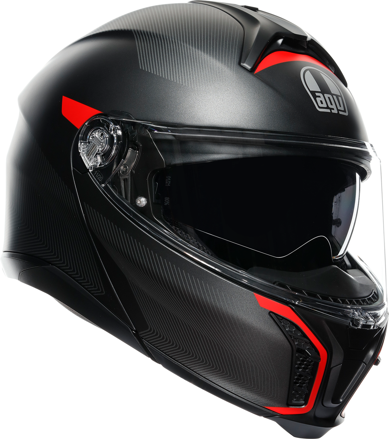 AGV Tourmodular Helmet - Frequency - Matte Gunmetal/Red - Large 211251F2OY00514