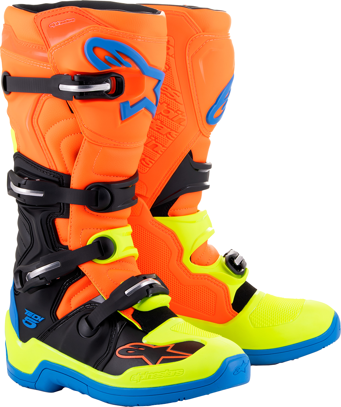 ALPINESTARS Tech 5 Boots - Orange Fluorescent/Blue/Yellow Fluorescent - US 7 2015015-4755-7