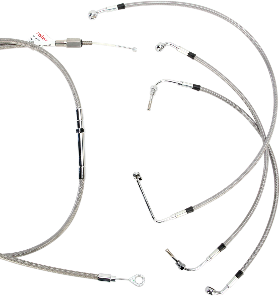 BURLY BRAND Handlebar Cable/Brake Line Kit - Complete - 13" Ape Hanger Handlebars - Stainless Steel B30-1103