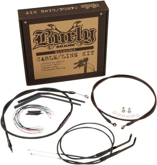 BURLY BRAND Cable Kit - Jail Bar - 10" Handlebars - Black Vinyl B30-1135