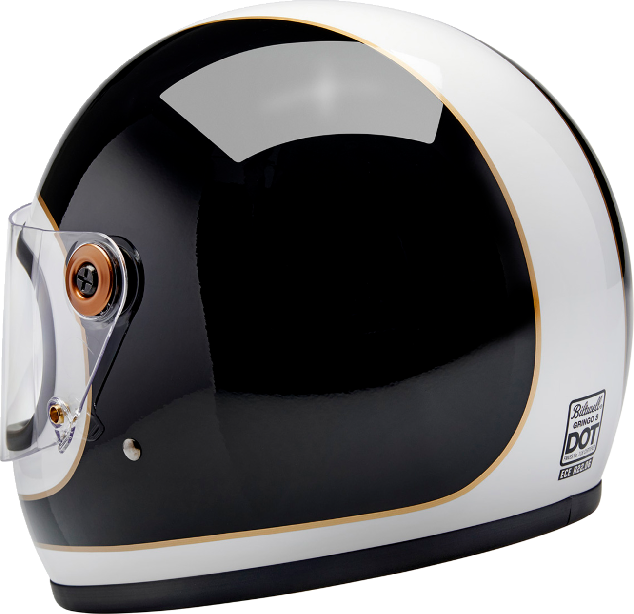 BILTWELL Gringo S Helmet - Gloss White/Black Tracker - XL 1003-566-505