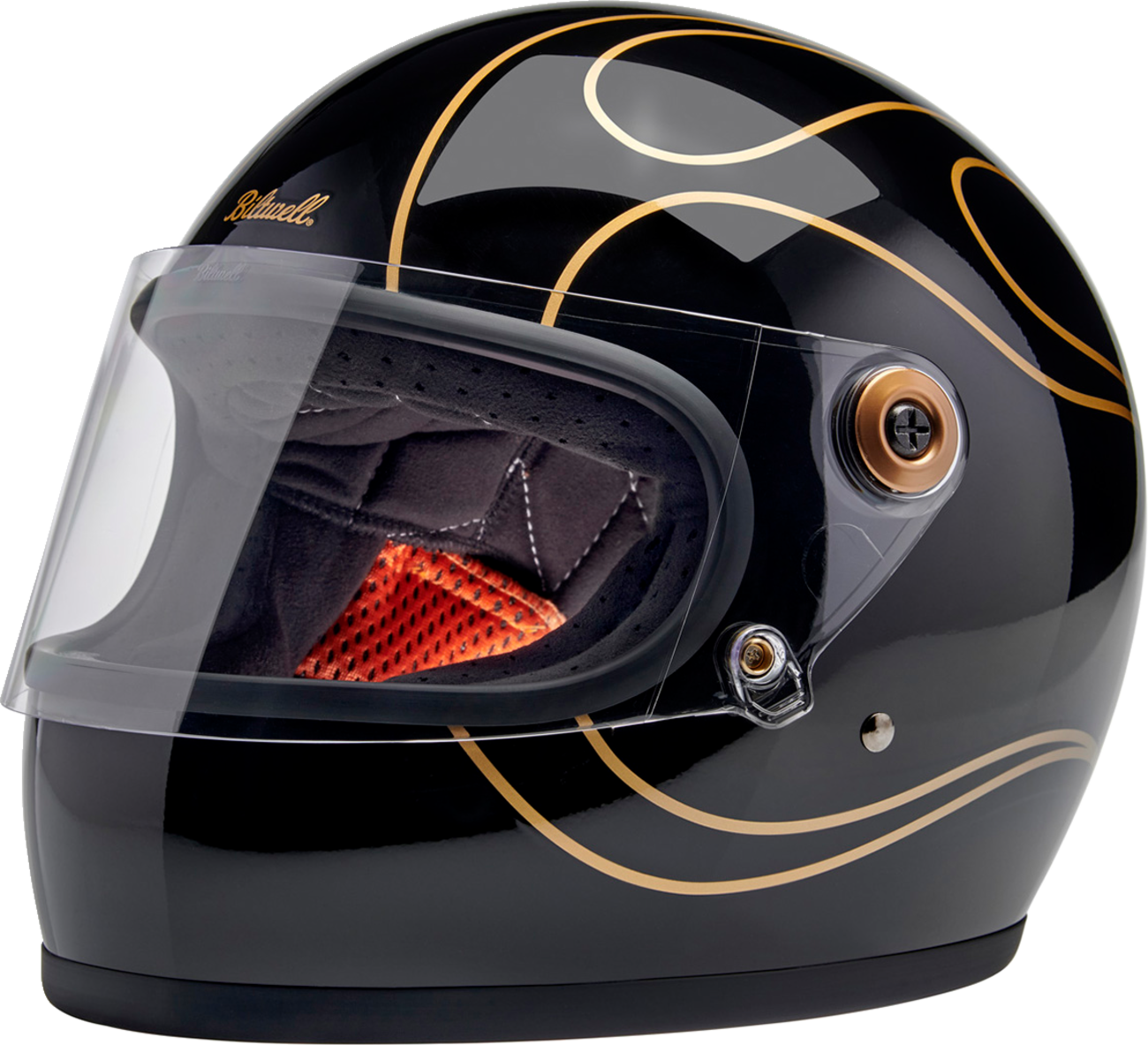 BILTWELL Gringo S Helmet - Gloss Black Flames - XL 1003-567-505