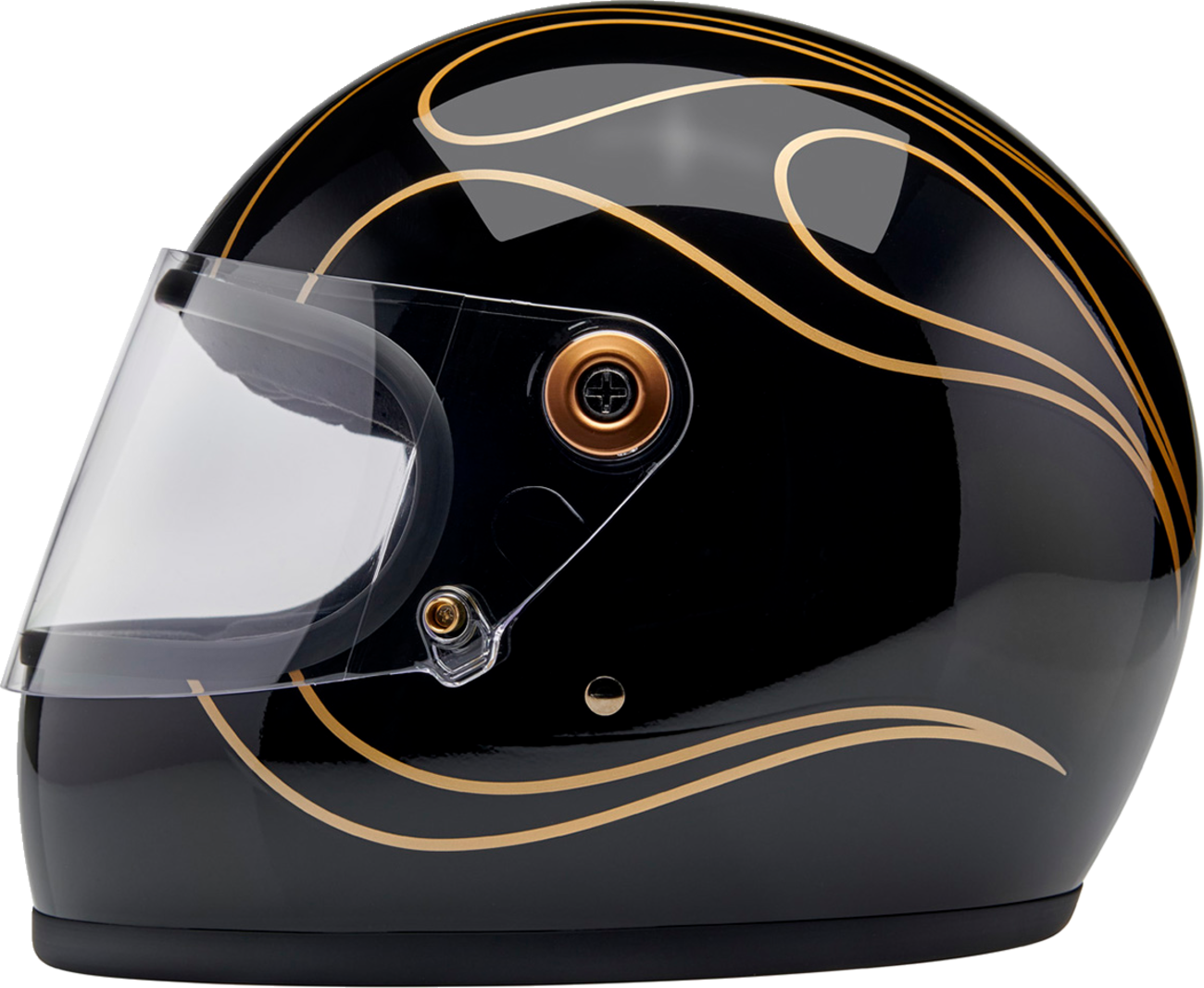 BILTWELL Gringo S Helmet - Gloss Black Flames - XL 1003-567-505