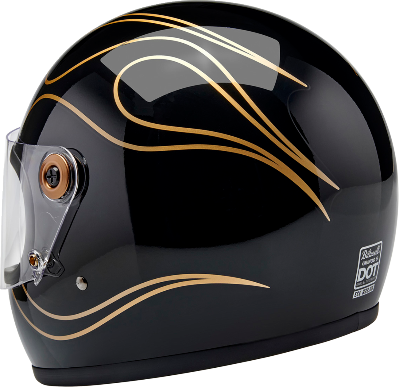 BILTWELL Gringo S Helmet - Gloss Black Flames - XL 1003-567-505