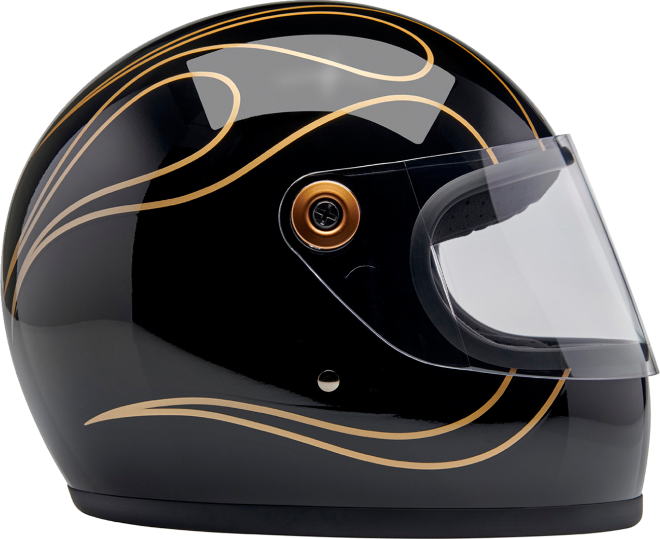 BILTWELL Gringo S Helmet - Gloss Black Flames - XL 1003-567-505