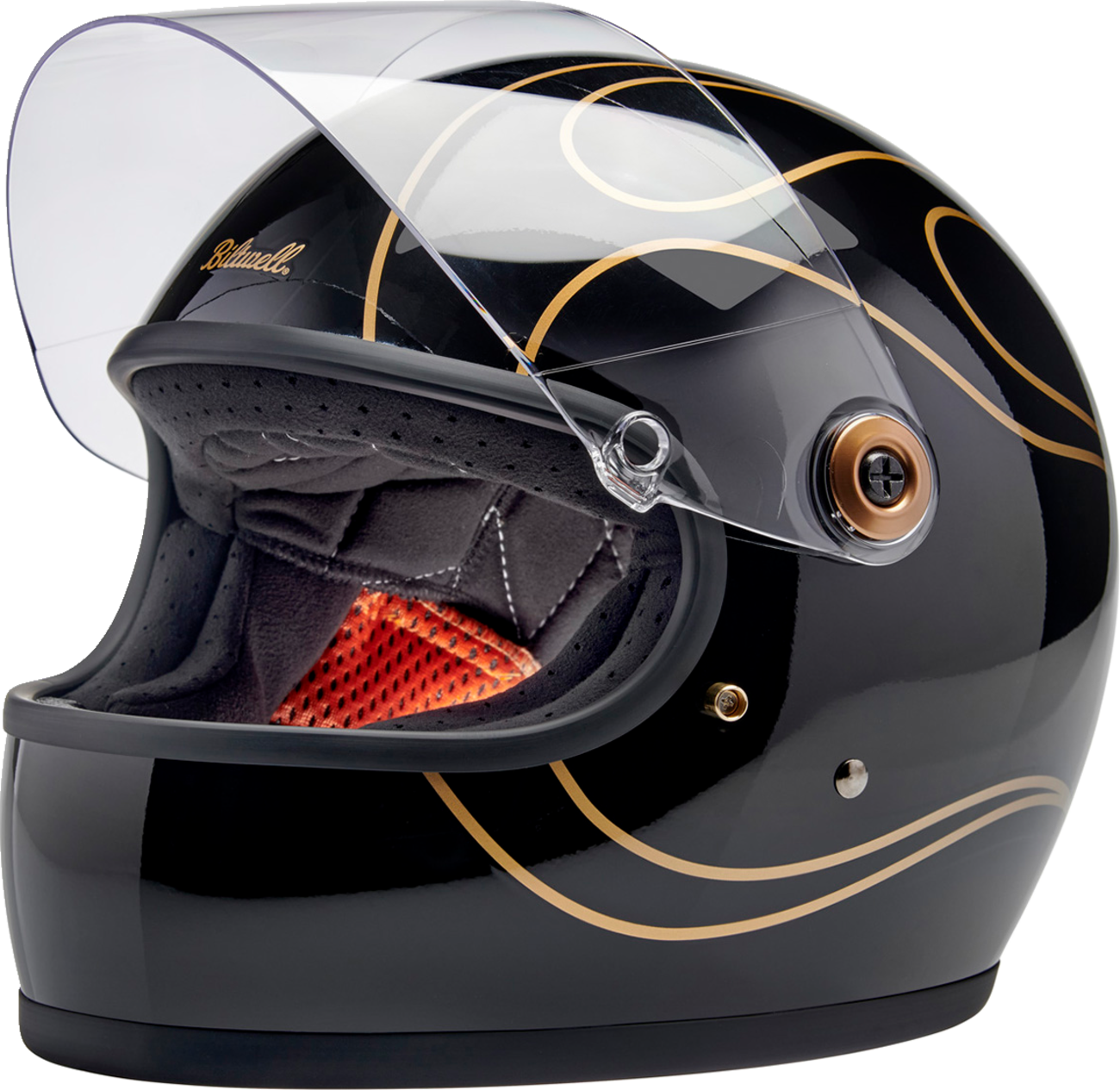 BILTWELL Gringo S Helmet - Gloss Black Flames - Large 1003-567-504