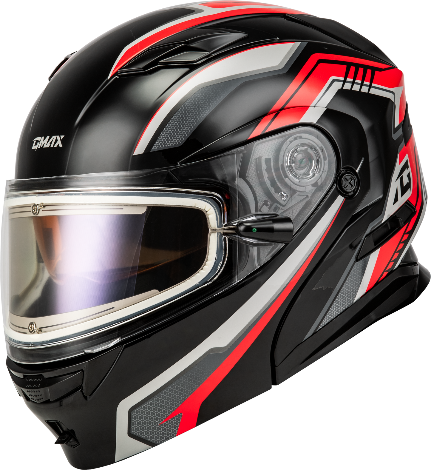 Md 01s Transistor Snow Helmet W Electric Shield Black/Red Lg