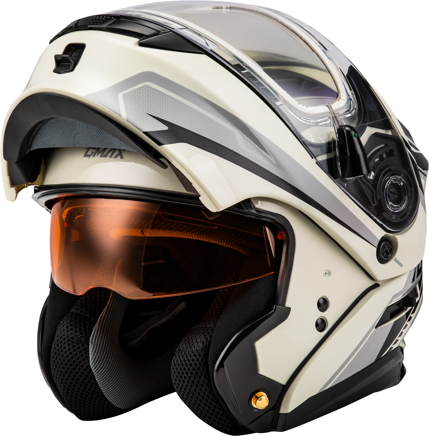 Md 01s Transistor Snow Helmet W Elec Shld White/Grey/Blk Lg