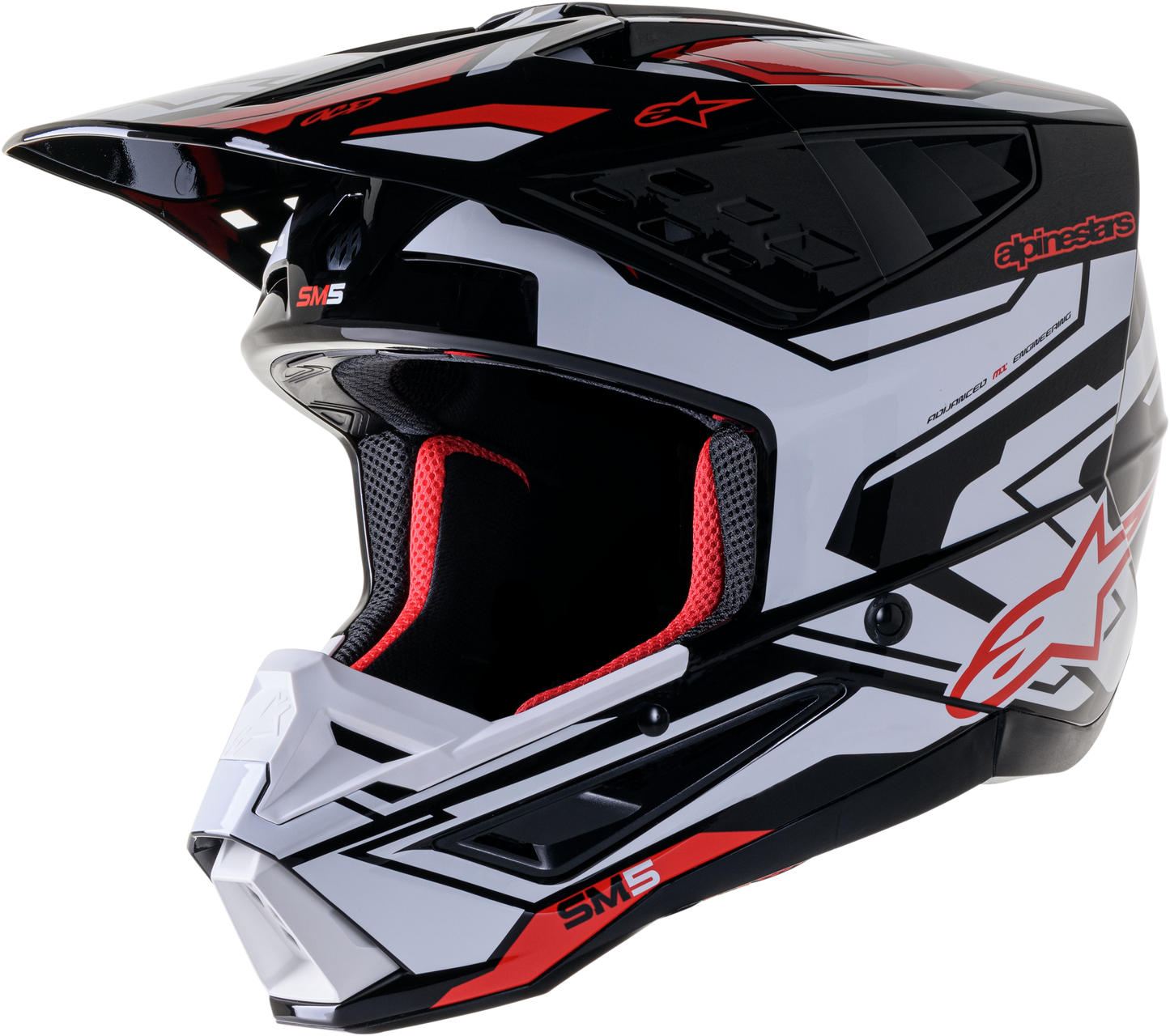 S M5 Action 2 Helmet Blk/Wht/Brt Rd Glossy 2x