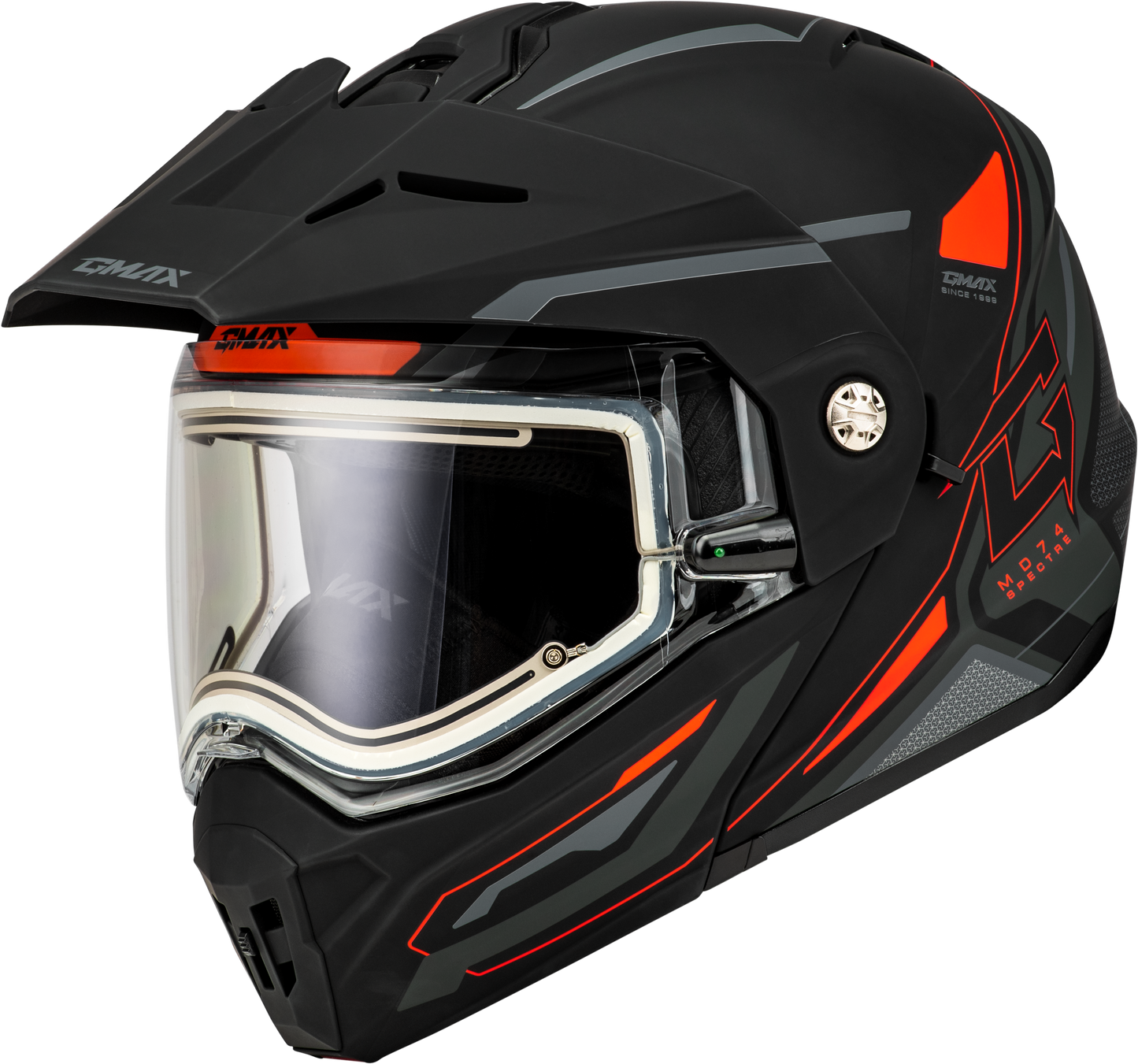 Md 74s Spectre Snow Helmet W/ Elec Shield Matte Black/Red 2x