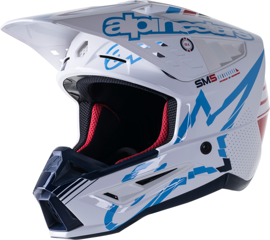 S M5 Action Helmet White/Cyan/Blue Lg