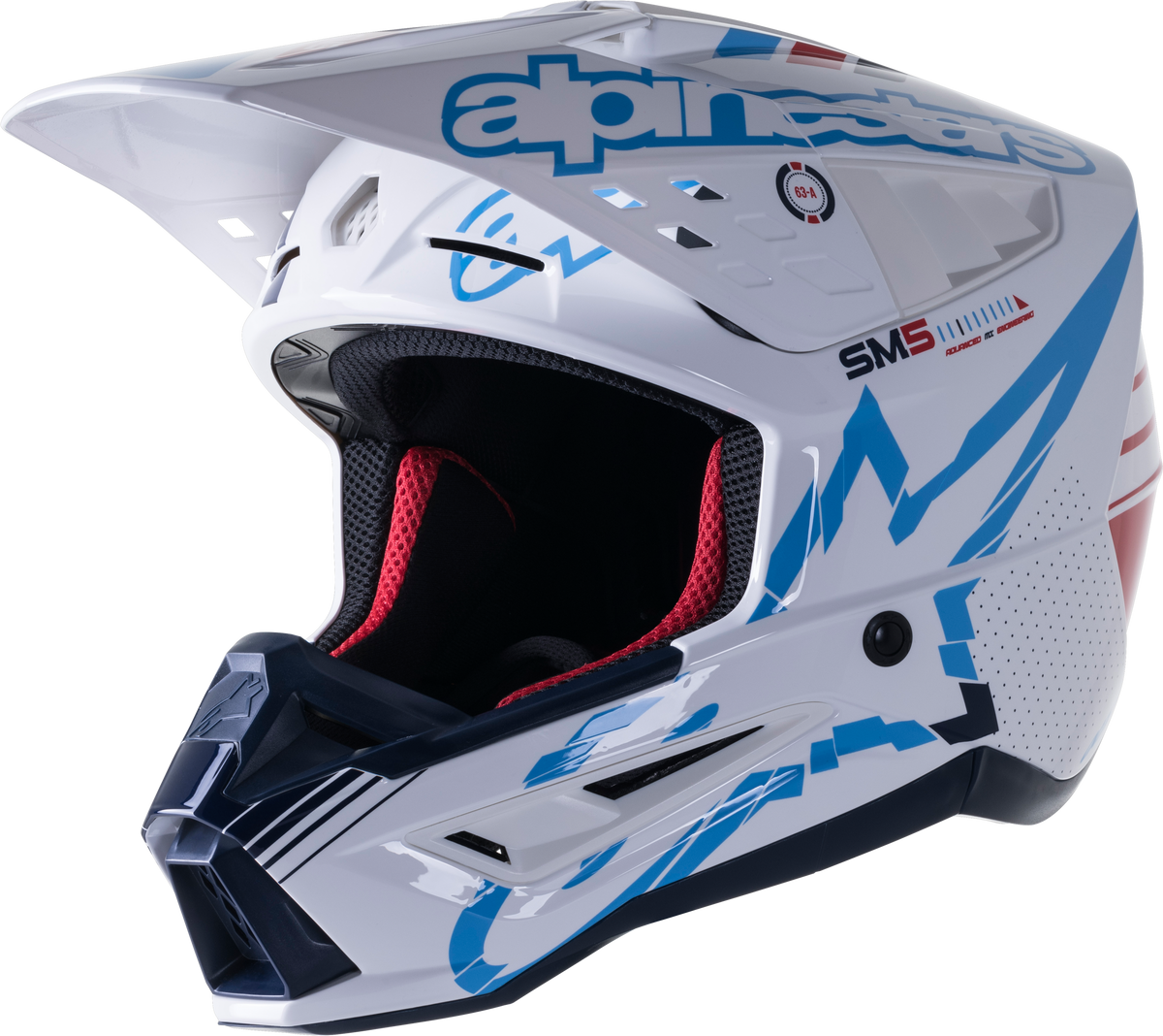 S M5 Action Helmet White/Cyan/Blue Xl