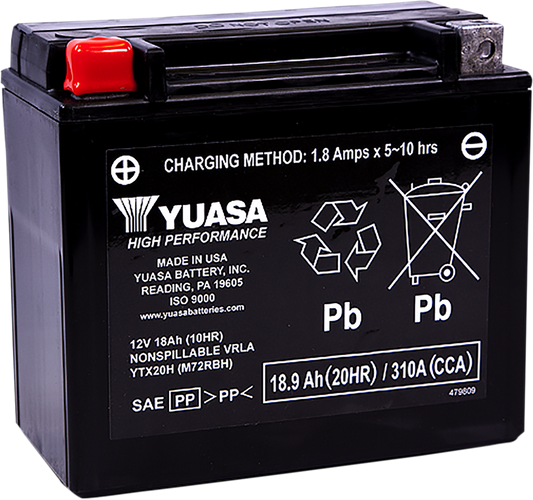 YUASA AGM Battery - YTX20H YUAM72RBH