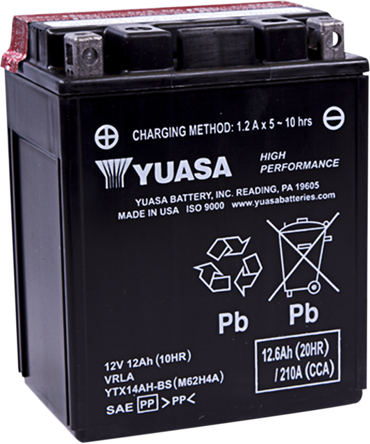 YUASA AGM Battery - YTX14AH-BS .66 L YUAM62H4A