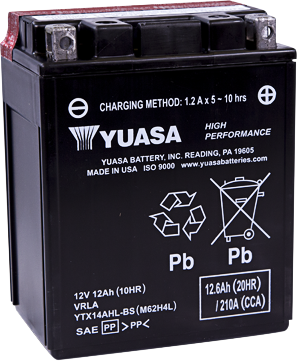 YUASA AGM Battery - YTX14AHL-BS .66 L YUAM62H4L