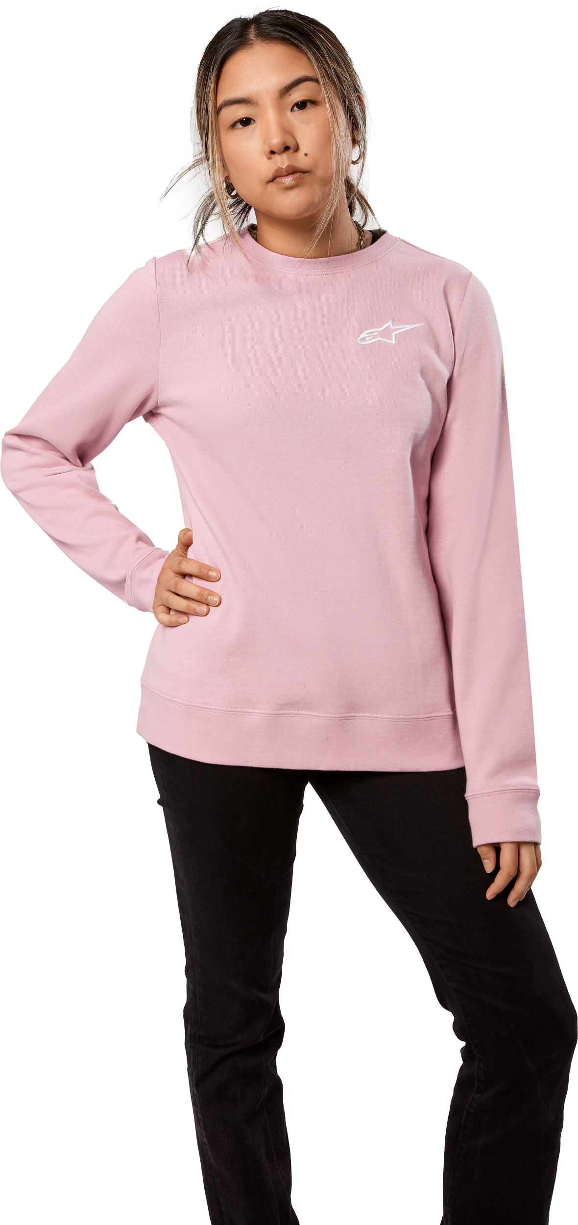 Womens Ageless Chest Crew Fleece Pink Xl