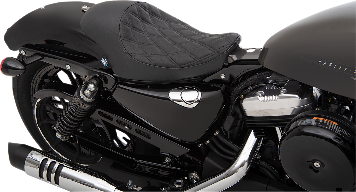 DRAG SPECIALTIES Seat - 3/4 Solo - Double Diamond - Black w/ Black Stitching - '04-'22 XL 0804-0744