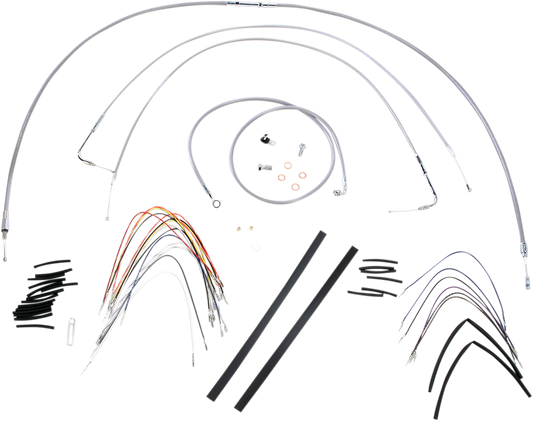 BURLY BRAND Handlebar Cable/Brake Line Kit - Complete - 14" Ape Hanger Handlebars - Stainless Steel B30-1052