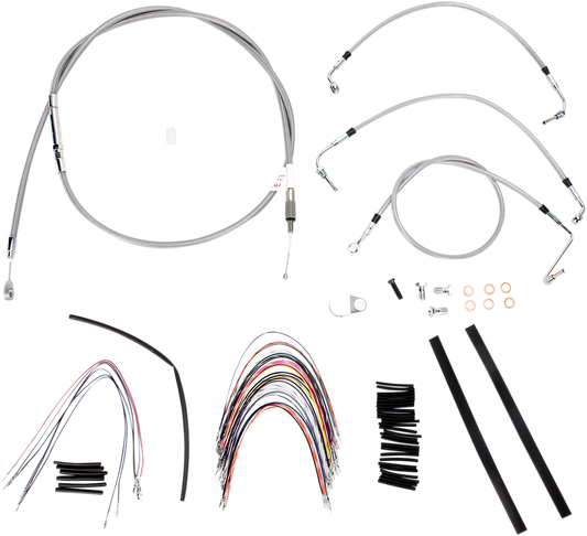 BURLY BRAND Handlebar Cable/Brake Line Kit - Complete - 16" Ape Hanger Handlebars - Stainless Steel B30-1092