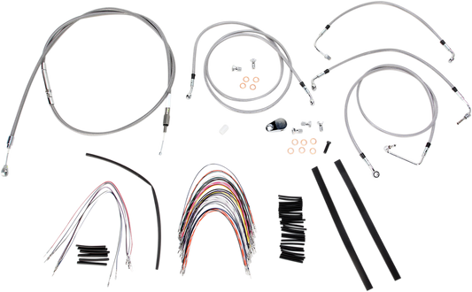 BURLY BRAND Handlebar Cable/Brake Line Kit - Complete - 14" Ape Hanger Handlebars - Stainless Steel B30-1094