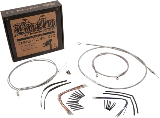 BURLY BRAND Handlebar Cable/Brake Line Kit - Complete - 18" Ape Hanger Handlebars - Stainless Steel B30-1096