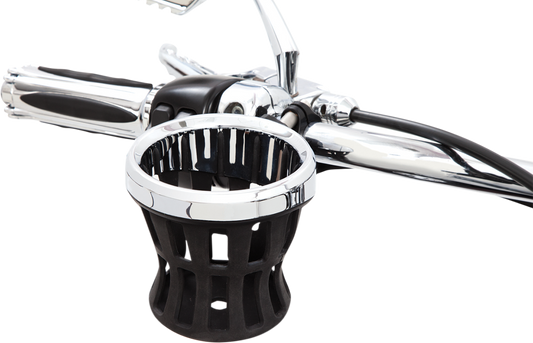 CIRO Drink Holder - 7/8" & 1" Handlebar Mount - Chrome/Black Clamp 50413