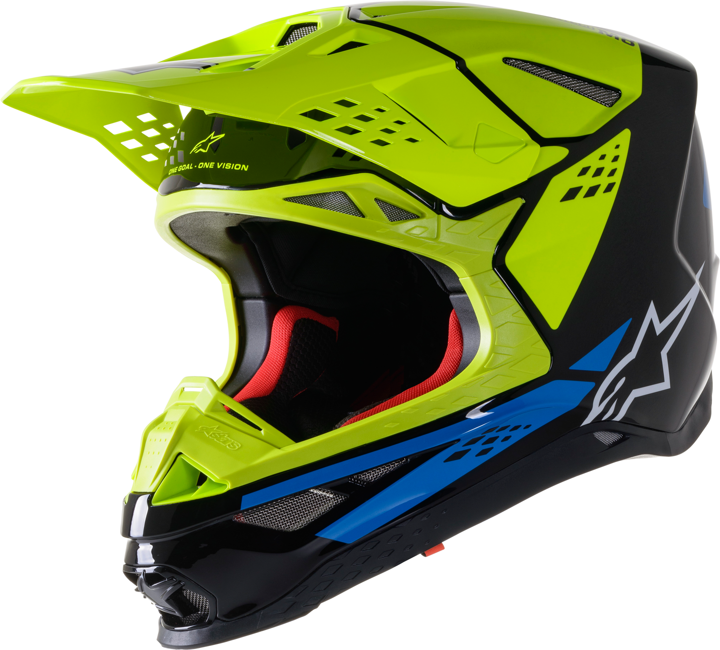 S.Tech S M8 Factory Helmet Blk/Ylw Fluo/Blue Glossy Md