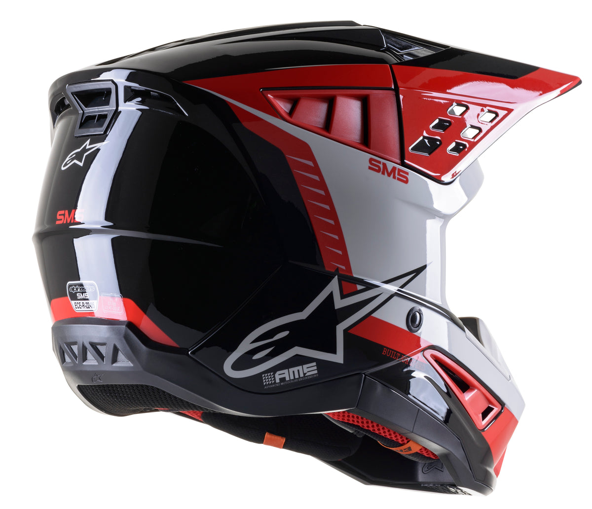 S M5 Beam Helmet Black/Grey/Red Glossy Lg
