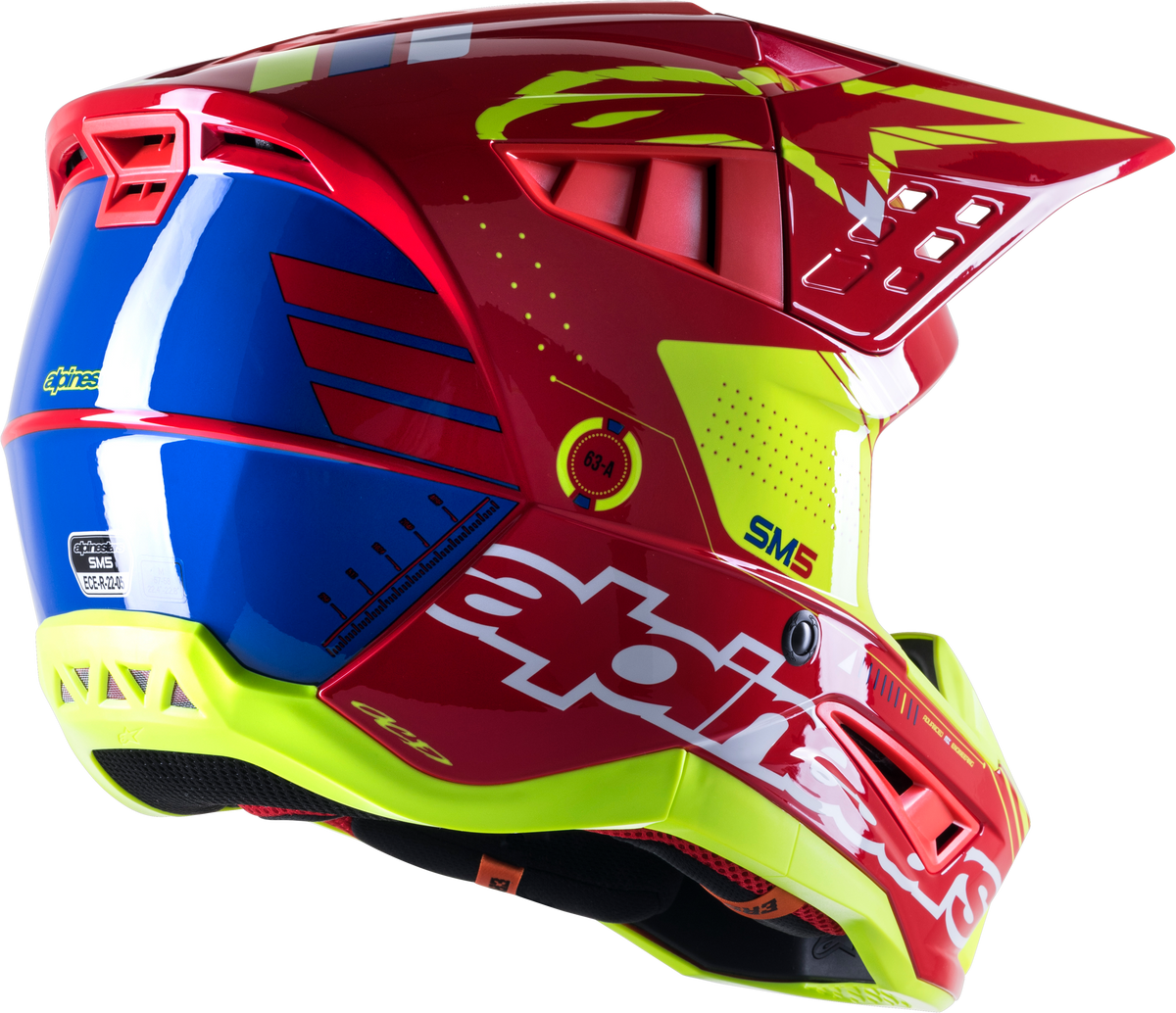 S M5 Action Helmet Red/White/Yellow Lg