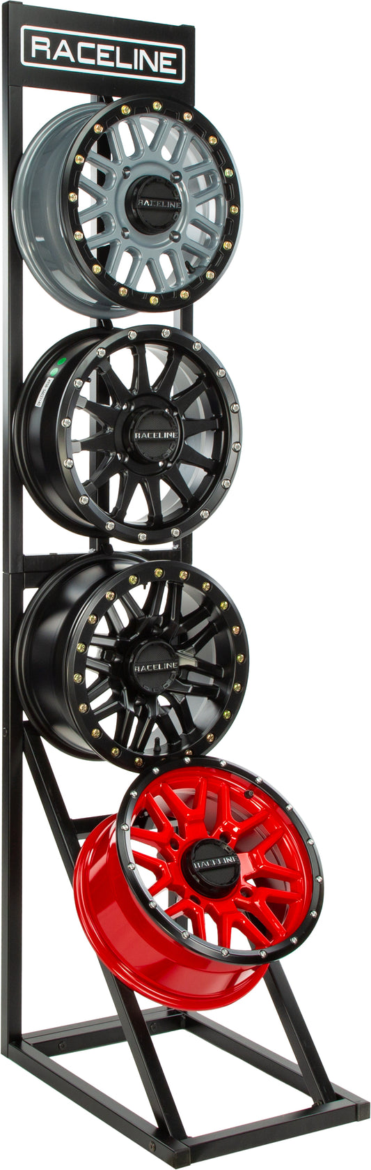 Raceline Wheel Display Holds Four Wheels