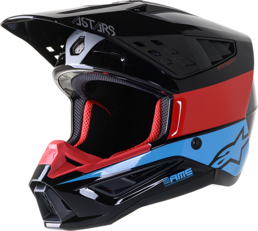 S M5 Bond Helmet Black/Red/Cyan Glossy Xl