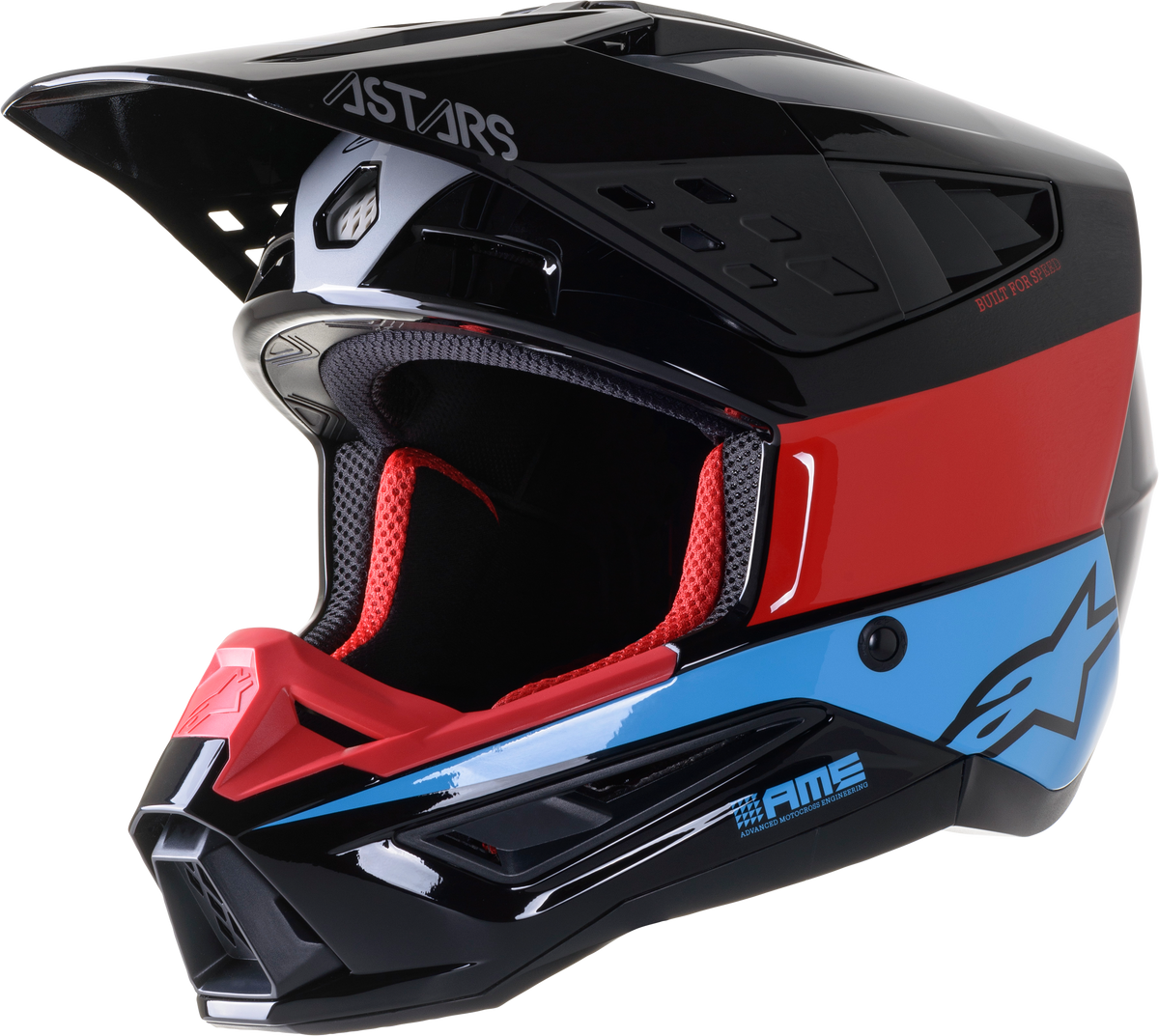 S M5 Bond Helmet Black/Red/Cyan Glossy Sm