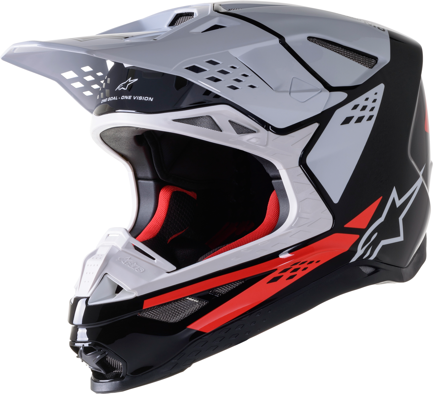 S.Tech S M8 Factory Helmet Black/White/Red Fluo Glossy Md