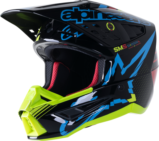 S M5 Action Helmet Black/Cyan/Fluo Yellow Lg